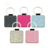 Sublimation Blanks Keychain Glitter Keychain PU Keychain 열전달 키 링 라운드 하트 사각형 광장 CAN CONCELT