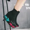 Swyivy Sock Woman verborgen vrouwelijke casual schoenen herfst nieuwe wedge dame breien short enkellaarzen platform y200115