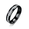 6mm Stainless Steel Crystal Gold Silver Plated Band Rings For Women Men Lovers Fashion Jewelry Wedding Party Club Wear