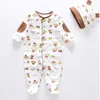 Fashion Infants Boys Girls Rompers with caps pajamas 100% Cotton baby Clothes Sets LJ201223