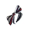 Retro fabric stripe matching color wide side large bow hair hoop female pressure hair with teeth non-slip headband