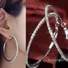 Designer orecchini S925 sterling argento orecchino cerchio cerchio orecchino gioielli gioielli regali donne ragazze diamante alla moda 4,5 cm in particolare pietra cristallina