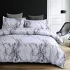 Svart marmor mönster sängkläder uppsättningar Duvet Cover Set 2 / säng set singel dubbel drottning kung storlek vit quilt täcke ingen fyllning lj201015