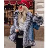 Tatyana furclub dżins zima kobiety naturalny płaszcz grube ciepła kurtka fur