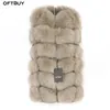 Oftbuy Spring Real Fox Fur Vest Kvinnor Ärmlös Vinter Jacka Gilet Natural Fur Coat Bodywarmer Waistcoat Tjock Varm Streetwear 201212