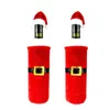 Natal Decorações de Natal Roupa Wine Bottle Set Para Presente Jantar Hat pequeno Wine Bottle Cap Papai Noel Champagne Set Vinho