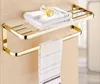 ACCESSOIRES DE SALLE DE BACLE SETTRESSE GOLD Square Paper Holdertowel Barsoap Baskettowel Rackglass Shelf de salle de bain Ensemble de quincaillerie de salle de bain Y200407