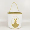 DHL 2021 Happy Pasen Jute Bunny Oren Handtas Canvas Konijn Mand Schattig Candy Bucket voor Holiday Kids Gifts