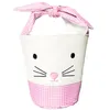 Easter Bunny Bags Barrel Bucket Basket Plaid Patchwork Cartoon Rabbit Ear Bowknot Canvas Tote Bag New Year Gifts Egg Candies Handbag M3220