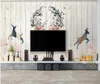 Sfondo fotografico personalizzato 3D sfondi murali sfondi cartoni animati stile europeo-stile minimalista retrò tavola di legno animale cervi sfondo sfondo carta da parati decorazioni per la casa