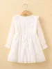 Girls Swiss Dot Flounce Sleeve Ruffle Hem Dress SHE