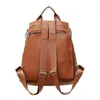 Designer- Womens Leather Backpack Anti Theft Rucksack Zipper Black Brown School Shoulder Bag Large Capacity Travel Bag