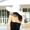 Chapeaux à large bord Boho Style Bow Sun Hat Floppy Bucket pour les femmes Beach Panama Straw Dome Holiday Shade Elob22