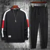 Mens Sweatsuits Winter Spring Patchwork Tracksuit Sportswear Men's Running Track Suit Set 4XL Jogger 2 PCSMale Hoodie Sweatpants 201124