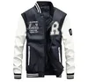 Mens Baseball Faux Leather Jacket Bomber College Jackets Youth Varsity Letterman coat