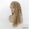 Afro Kinky Curly Syntetyczny Lacefront Wig Brown Symulacja Ludzkie Koronki Włosów Przód Peruki 14 ~ 26 cali Pelucas 191018-26