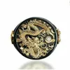 5pcs Europe and the United selling men twotone Rings Domineering Chinese Dragon Bright black Men Personality Rings G608865682