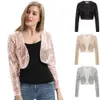 Abbigliamento da donna BP Shining Sequined Top Manica lunga Scollatura a maniche lunghe Pinzata Aperto anteriore Bolero Shrug per la festa di nozze T200319