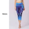 Imprimé Yoga Leggings Taille Élastique Capri Pantalon Sans Couture Recadrée Pantalon Collants Gym Vêtements pour Femmes Sport Fitness H1221