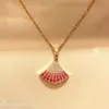 Fan-shaped Pendant Necklace Designer Jewelry luxury skirt Necklaces for Women girlfriend rose gold Black white green red pink diamond pendants fashion wedding gift