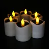 6 pz / set candele solari senza fiamma ricaricabile LED bianco luci da tè candele a batteria impermeabile candela da giardino esterno T200601