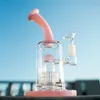 Flower Filter Bent Tube Glass Bongs Splash Guard Купол Perc Recycler 8-дюймовый Водопроводная труба зажигательный масляный горелки Буровые установки Birccage Bowl DAB Pyrex