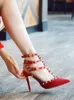 Ring Three Sharp Fine With Rivet Down Noodles Sandals Red Willow Baotou Wedding Shoes