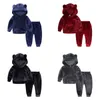 Pojkar Flickor Velvet Kläder Satser Barn Sweatshirt + Sweatpants Hooded TrackSuit Outfits Kid kläder 80-140 Mode Sport Suit 211224