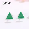 Boucles d'oreilles véritables de laya pour femmes 925 sterling minimaliste émail géométrique Triangle Triangle Ear Studice Déclaration de mariage original moderne bijoux