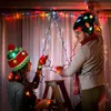 on 2022 New Year Led Knitted Christmas Hat Beanie Light Up Illuminate Warm for Kids Adults Decor