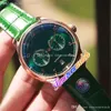 Cheap New Day-Date Mens Watch Automatic Rose Gold Case Rose Gold Hands Green Dial Green Leather Strap High Quality Timezonewatch E174d1