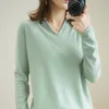 Suéter de cachemira de punto de alta calidad suéter de manga larga con cuello en V para mujer pull femme nouveaute 201023
