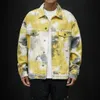 Streetwear Jacket Men Spring herfst overalls mode bedrukte herenjack mode tie kleurstof print hiphop bovenkleding jas 201127