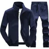 Tuta casual da uomo Autunno Zipper JacketsPantaloni 2 pezzi Set uomo Slim Fit Sportswear Brand Fashion 2PCS Set da uomo solido 201210