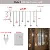 LED icicle Star Moon Lamp Fairy Curtain String Lights Christmas Garland Outdoor For Bar Home Wedding Party Garden Window Decor Y20261b