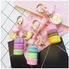 Macaron Cake Key Chain Fashion Cute Keychain Bag Charm Car Key Ring Wedding Party gift Jewelry For Women Men HHA3259