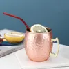 Bouteilles d'eau Cadeau de vacances Moscou Mule Tasses Doublure En Acier Inoxydable Poignées En Laiton Doré Cocktail Bière Tasse WH0354