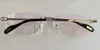 남성 림없는 안경 안경 티타늄 골드 프레임 클리어 렌즈 크기 57-18-140 패션 선글라스 프레임 상자