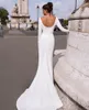 Nieuwe zachte satijnen zeemeermin butons trouwjurken lange mouw elegante backless bruid jurk bruidsjurken 2021 vestido de noiva