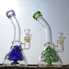 Glass Beaker Bongs Hookahs Chuveiro Percact Fab Ovo Recycler Bong 9 Polegada Swiss Perc Rig Rig 4mm Espesso Limpar Waterpipe para fumar MFE09 14 Feminino Joint Atacado