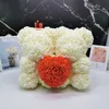 Hot Valentines Day Gift 25cm Rose Bear flower couple pair bear Valentines Gift Red Rose Flower In Artificial And Dried Women T200903