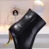 Hot Sale- Black Leather with Pointed Toes Womens Ankle Boots Fashion Designer Sexy Ladies High Heels Shoes Pumps (Original Box) 6.5cm