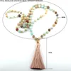 Fashion Boheemian Tribal Beige Tassel Yoga Sieraden Amazonite Stone Boeddha ketting voor dames lariat kettingen1