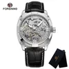 Foysining Automatic Mechanicy Men Wristwatch Sport Mężczyzna Zegar Top Szkielet Real Leather Man Watch 0191