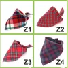 Dog Bandana Plaid Pet Scarf Triangle Bib Kerchief for Small Medium Large Dogs Washable Square Printing Adjustable Reversible Puppy Cat Xmas Birthday Gift