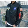 Projektant New NASA Flight Pilot Mens Stylist Jackets Bomber MA1 Bomber Kurtka Haft Haft Baseball Sekcja wojskowa Kurtka 77