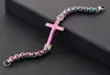 Bracelet jonc chaîne à maillons croisés latéraux horizontaux pour hommes et femmes en acier inoxydable poli argent / or / multicolore 8 mm 8,66 pouces