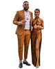 Chic Gold Brown Две кусочки Мужские костюмы Slim Fit Wedding Grooms Tuxedos One Button Formal App Suit (Куртка + штаны)