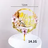 Kek Topper Işık Çiçek Mutlu Doğum Günü Pastası Takılı Kart Akrilik Zarif Yazı Tipi Doğum Günü Partisi Pişirme Dekorasyon Malzemeleri