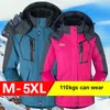 Büste 128 cm Männer Frauen Winter Camp Klettern Ski Fisch Trekking Wanderung Jacken Kapuze Windschutz Plus Größe Mantel Übergröße M5XL Pelz Warm 201114